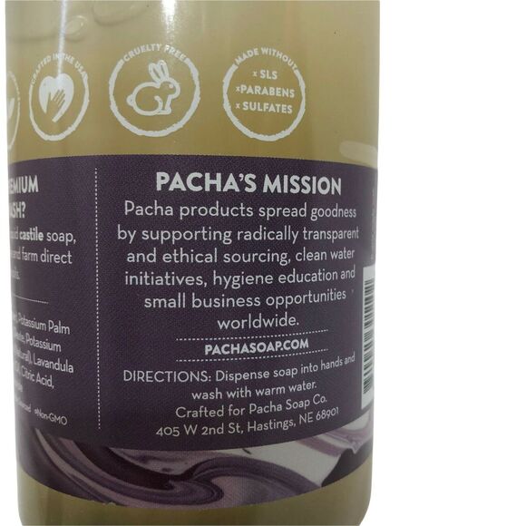 Lot 4 Pacha Soap Natural Liquid Castile Hand Soap 2 French Lavender 2 Sand & Sea - Picture 5 of 9